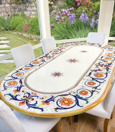 Tavolo in pietra lavica 250x120 cm ovale Ricco Deruta