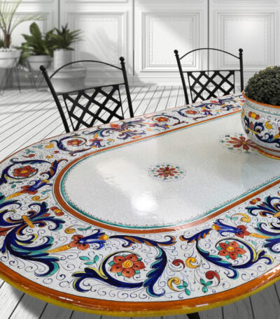Tavolo in pietra lavica 200x100 cm ovale Ricco Deruta