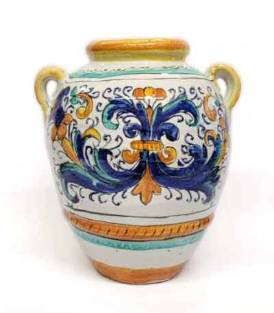 vaso in terracotta decorata maiolica Ficola Deruta 11