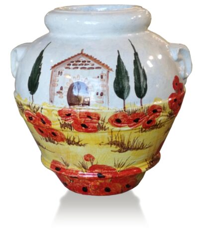 vaso orcio toscano in terracotta decorato Ficola Deruta 1